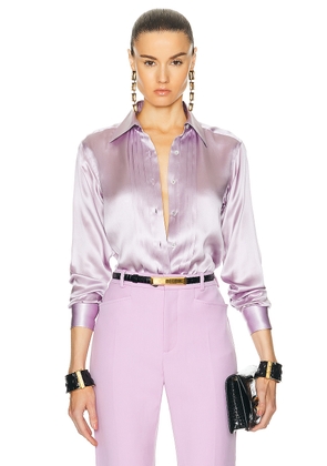 TOM FORD Charmeuse Silk Shirt in Dusty Lilac - Lavender. Size 40 (also in 38).