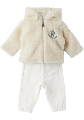 Moncler Enfant Baby Off-White & White Embroidered Sweatsuit