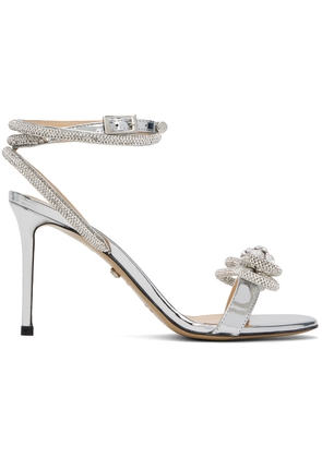 MACH & MACH Silver Double Bow 95 Heeled Sandals