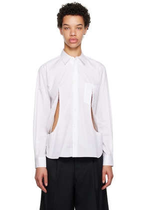 Black Comme des Garçons White Cutout Shirt