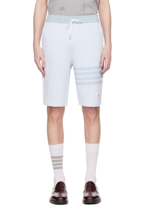 Thom Browne White & Blue 4-Bar Shorts