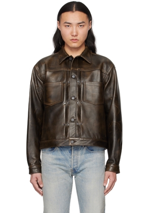 John Elliott Brown Thumper Leather Jacket