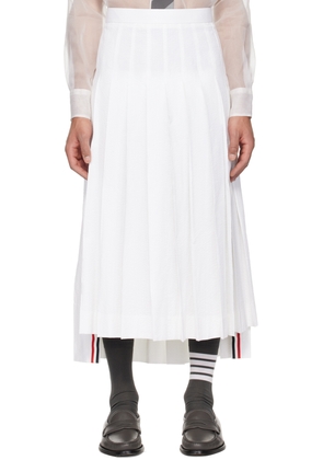 Thom Browne White Pleated Midi Skirt