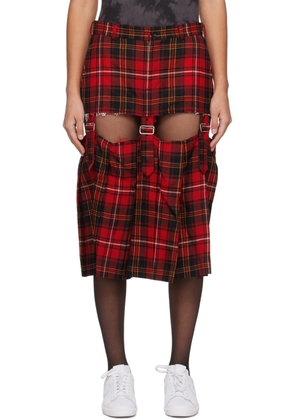 Black Comme des Garçons Red Cutout Midi Skirt