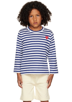 COMME des GARÇONS PLAY Kids Blue & White Heart Patch Long Sleeve T-Shirt