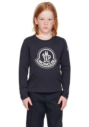 Moncler Enfant Kids Navy Embroidered Long Sleeve T-Shirt