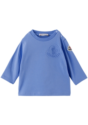 Moncler Enfant Baby Blue Embossed Long Sleeve T-Shirt
