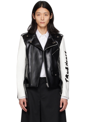 Black Comme des Garçons Black & White Paneled Faux-Leather Jacket