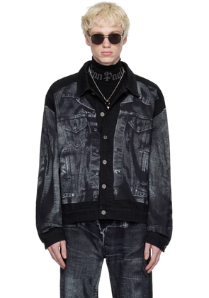 Jean Paul Gaultier Black Printed Denim Jacket
