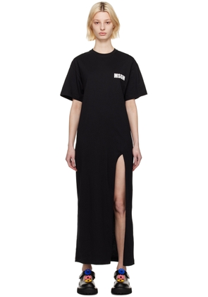 MSGM Black Side Slit Maxi Dress
