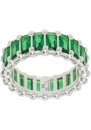 Hatton Labs Silver & Green Baguette Eternity Ring