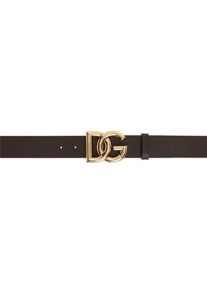 Dolce & Gabbana Brown Lux Leather 'DG' Logo Belt