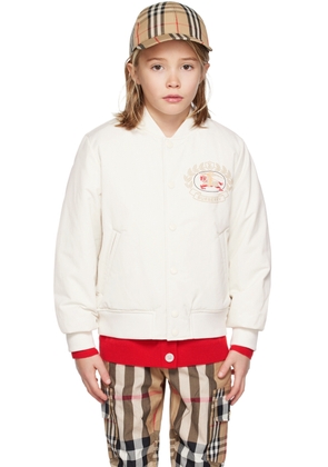 Burberry Kids White Printed Bomber Jacket
