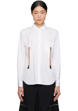 Black Comme des Garçons White Zip Vent Shirt