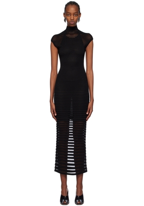 ALAÏA Black Striped Maxi Dress