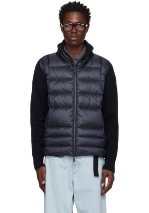 Moncler Grenoble Navy Padded Down Cardigan