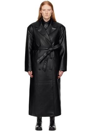 The Frankie Shop Black Tina Faux-Leather Trench Coat
