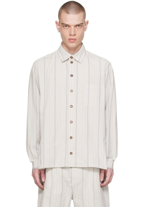 XENIA TELUNTS White & Blue Stripe Daily Shirt