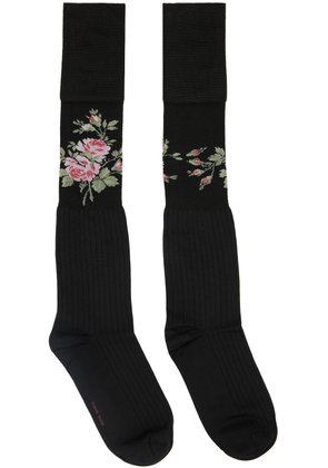 Simone Rocha Black Floral Socks