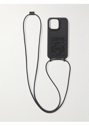 LOEWE - Logo-Debossed Rubber iPhone 14 Pro Max Case with Lanyard - Men - Black