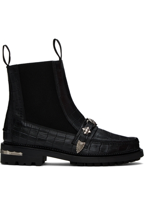 Toga Virilis Black Croc Chelsea Boots