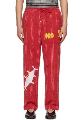 HARAGO Red Appliqué Trousers