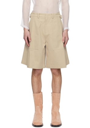 System Beige Pleated Shorts