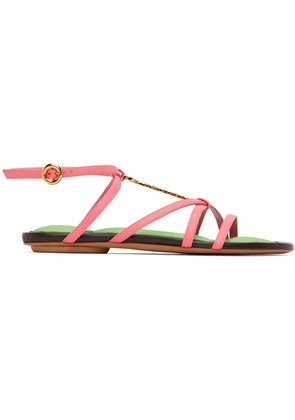 JACQUEMUS Pink Le Raphia 'Les Sandales Pralu Plates' Sandals