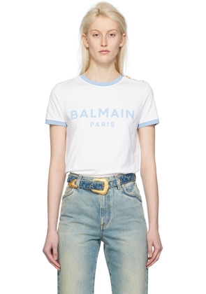 Balmain White Three-Button T-Shirt