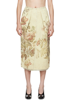 Dries Van Noten Off-White Floral Midi Skirt