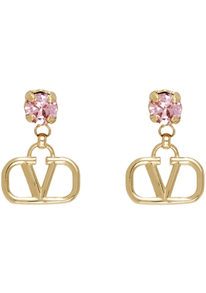 Valentino Garavani Gold & Pink VLogo Signature Earrings