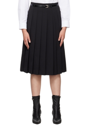 Juun.J Black Pleated Midi Skirt