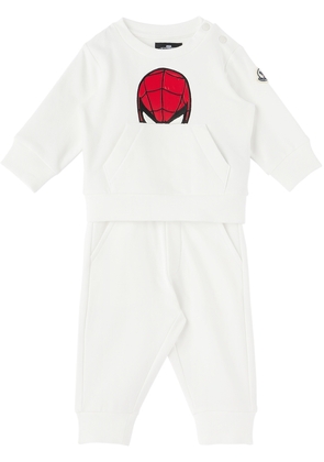 Moncler Enfant Baby White Spider-Man Sweatshirt & Lounge Pants Set