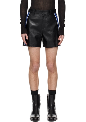 System Black Piping Faux-Leather Shorts