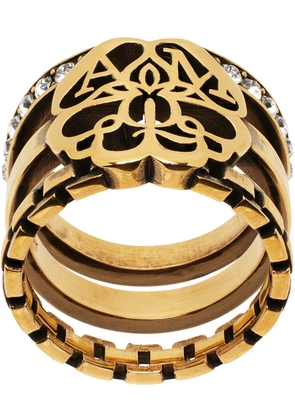 Alexander McQueen Gold Crystal Ring