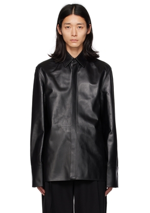 Ferragamo Black Paneled Leather Shirt
