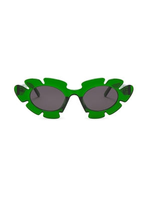 Loewe Round Sunglasses in Dark Green & Smoke - Green. Size all.