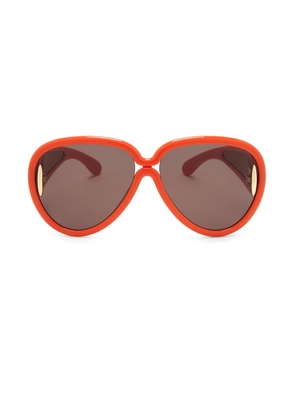 Loewe Shield Sunglasses in Shiny Orange & Brown - Orange. Size all.
