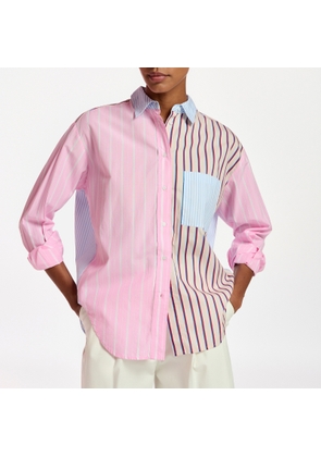 Essentiel Antwerp Famille Patchwork Striped Cotton-Poplin Shirt - L