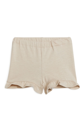 Frilled Jersey Shorts - Beige
