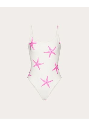 Valentino LYCRA STARFISH ONE-PIECE SWIMSUIT Woman IVORY/PINK PP L