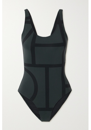 TOTEME - Monogram Printed Recycled Swimsuit - Black - xx small,x small,small,medium,large,x large