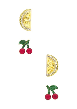 BaubleBar Lemon And Cherry Stud Earring Set in Yellow,Red.
