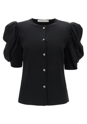 Alessandra Rich Envers Satin Blouse With Bouffant Sleeves