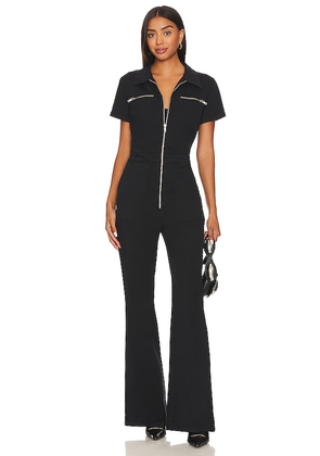 PISTOLA Martina Short Sleeve Flare Jumpsuit in Black. Size M, XS.