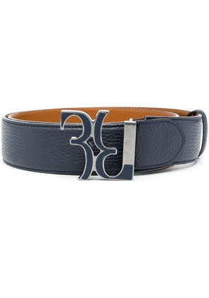 Billionaire logo-buckle leather belt - Blue