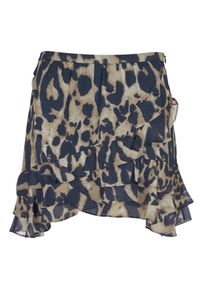 Iro Ruffle Leopard Print Skirt