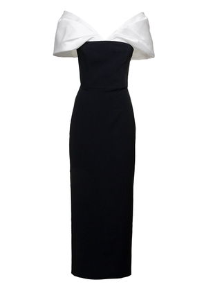 Solace London Dakota Maxi Black Dress With Off-Shoulder Neckline And Satin Inserts In Polyester Woman