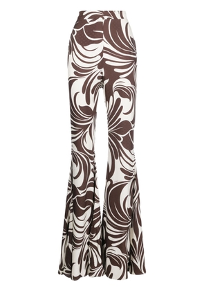 La DoubleJ Superflare Watermarble-print trousers - Brown