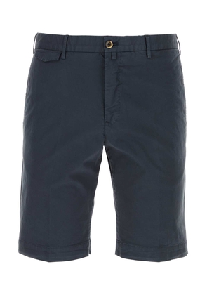 Pt Torino Navy Blue Stretch Cotton Bermuda Shorts